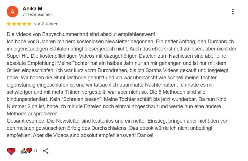 Google-Rezension 34 von 36 für Babyschlummerland